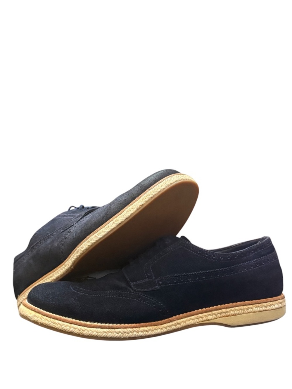 PRADA - BLUE TAN SUEDE LEATHER ESPADRILLES OXFORD DRESS SHOES